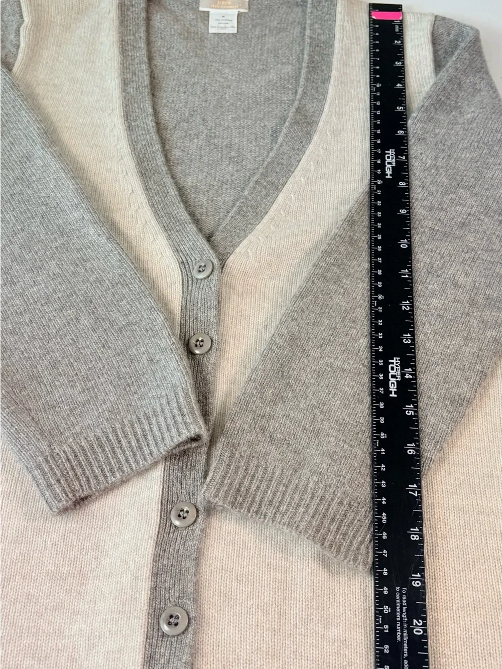 ☁️ J.Crew Heather Oatmeal & Dove Gray 100% Cashmere Cardigan | M